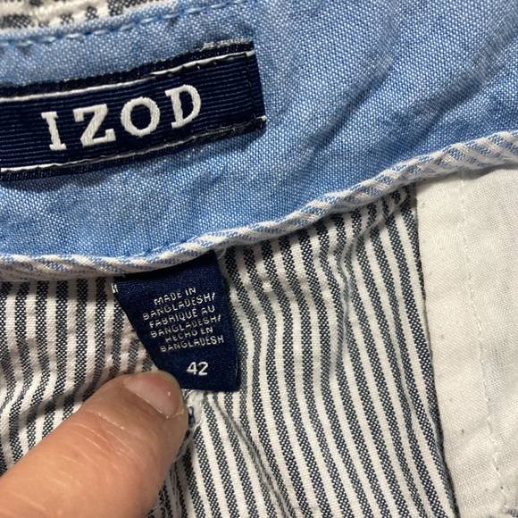 Izod Bermuda Shorts Blue & White Cotton Men's pockets Size 42. - Picture 5 of 11